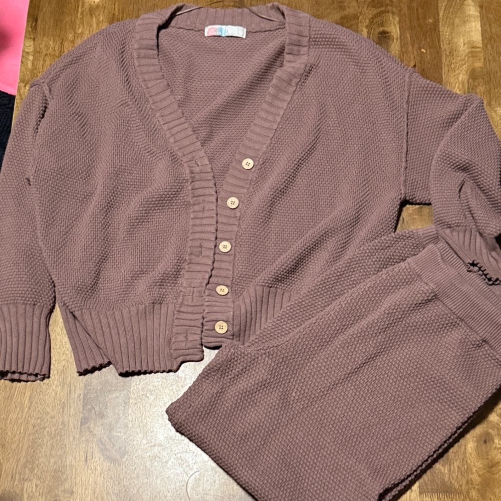 Free People Dusty Rose Cardigan Sweater Set - Picture 2 of 3